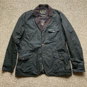 Barbour Dark Green Jacket with Brown Accents
